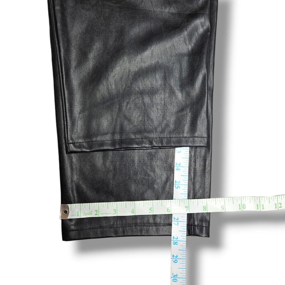 NWT Paige Kina Tie Waist Vegan Leather Ankle‎ Straight Leg Trousers Sz. 12 Black - Picture 10 of 11